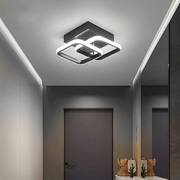 Moderne Loftlampe 3000k-6000k Justerbar Lysarmatur til Spisestue, Køkken, Soveværelse, Gang, Kontor (Sort)