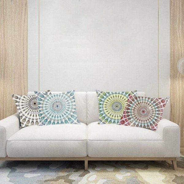 4 stk Mandala mønster putetrekk Bohemia kastepute dekorativ pute sofa pute 45X45 cm