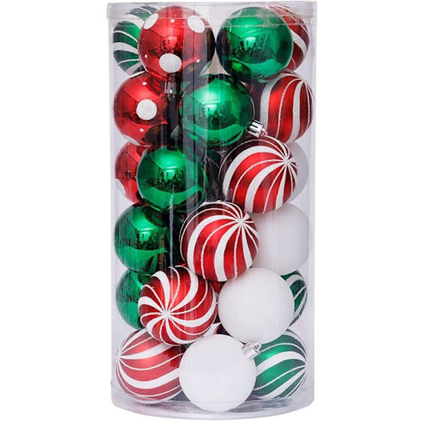 Julekule - 30 stk Grønne Plastjulekuler - Julepynt & Julekuler (Rød Grønn)