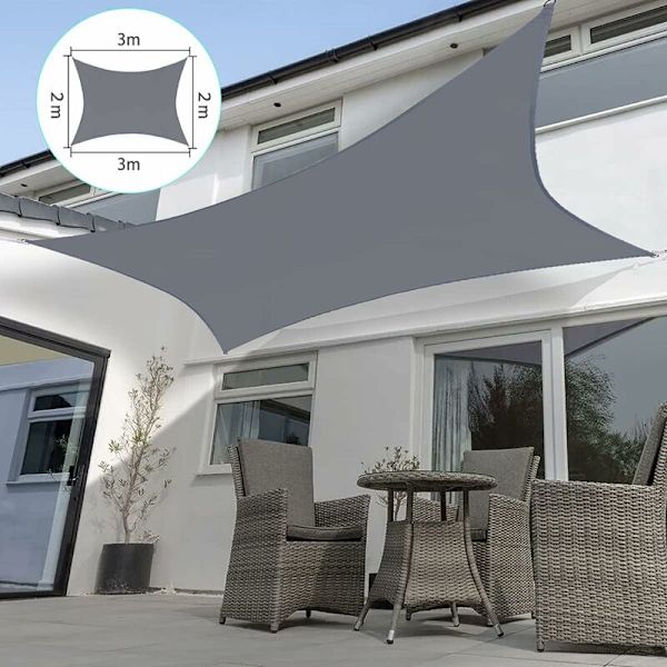 Utomhus parasoll för trädgård, rektangulär skuggskydd, 2 x 3 m, vattentät, 98 % UV-skydd med andningsbar vindskydd, för duk till pergola