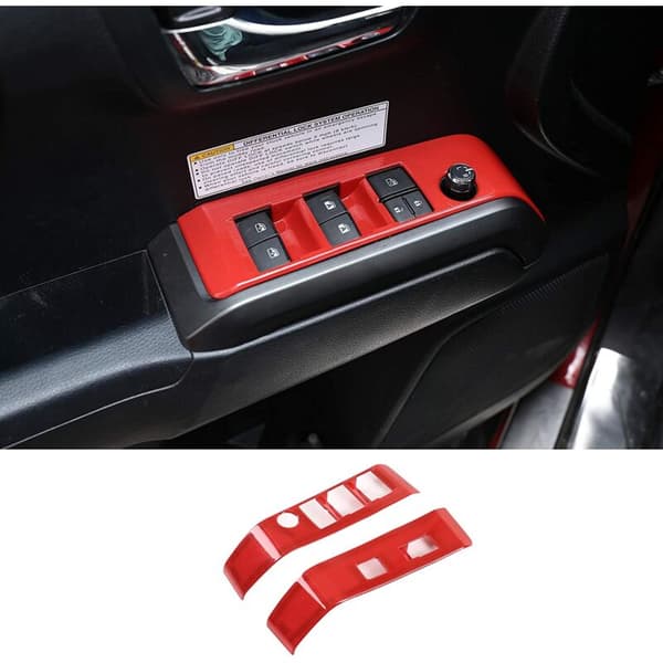 Fönsterlyftknapp Panel Cover Trim Ram för 2015-2020 Bil, Rad, Röd