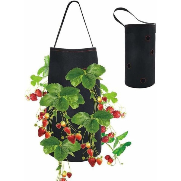 Jordgubbsplantpåse Odlingspåsar Trädgårdsplantpåse för Jordgubbar för Trädgårdsväxter Kryddor Blommor 38 22cm