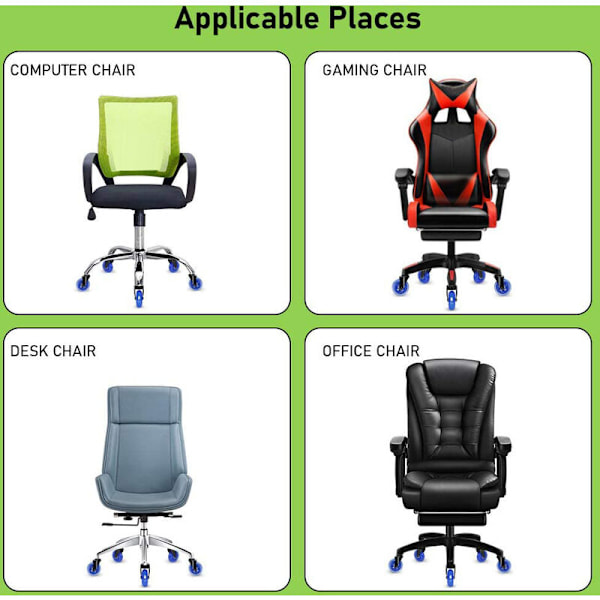för kontorsstolsrullar, 3 tums ersättningsstolsrullar, smidiga rullande stolsrullar universell uppsättning av 5
