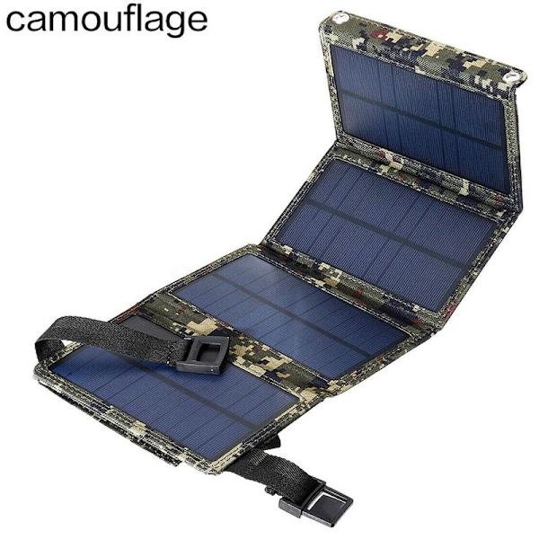 50W Foldbar Solpanel USB 5V Vandtæt Solcelle Udendørs Bærbar Powerbank til Mobiltelefon Camping, SORT
