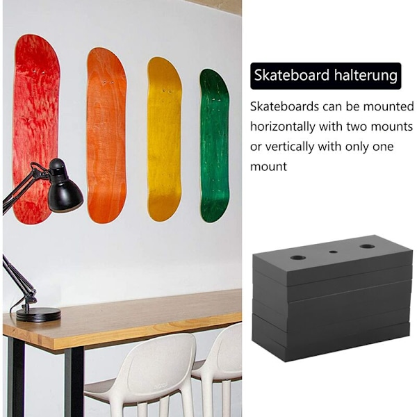 Pakke med 6 skateboard deck flydende display vægmontering beslag holder bøjle passer til hjem opbevaring display