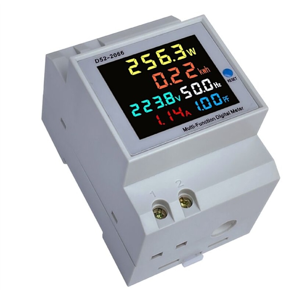 DIN-skena Digital Voltmeter Ström Wattmeter Elektrisk Energi KWh-mätare Frekvens Volt Amp Monitor Inbyggd CT