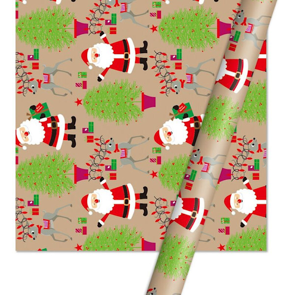 Julpapper Kraftpapperslåda - Dekorationspapper Snögubbe Snöflinga Inslagningpapper-1