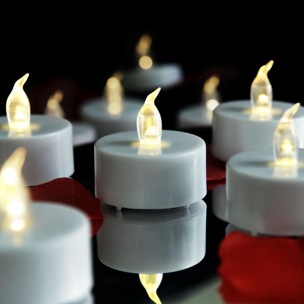 Fyrfadslys Flammefri LED stearinlys: Varm hvid 200 timers batteridrevet 12 pakke fyrfadslys Fødselsdagsgaver Elektrisk flimrende falske stearinlys Rom
