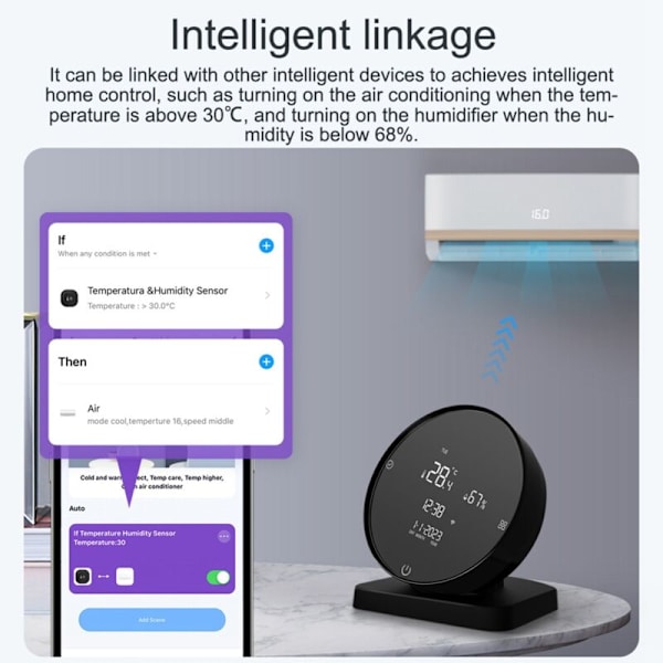 USB-laddningsbar temperatur- och fuktighetsdetektor Tuya WIFI Hygrometer för LCD-display IR-kontroller Sovrum