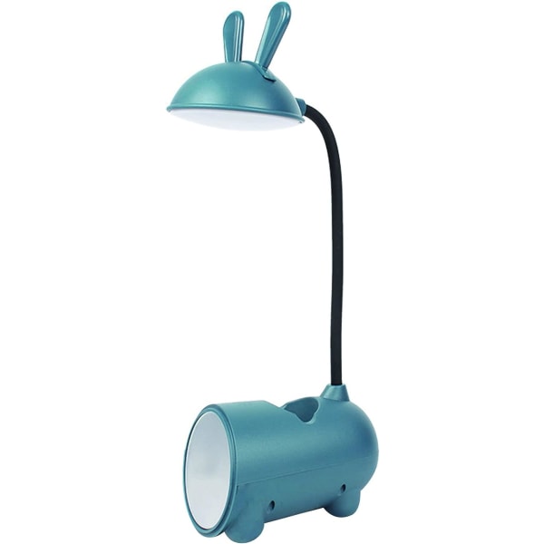 Søt tegneserie skrivebordslampe for barn USB oppladbar 360 grader fleksibel svanehals leselys touch LED kanin skrivebordslampe med sminkespeil, celle