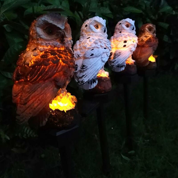 2 stk. Udendørs solcellelampe Havedekoration Lampe Vandtæt Sti Plæne Have Ugle Lamper A