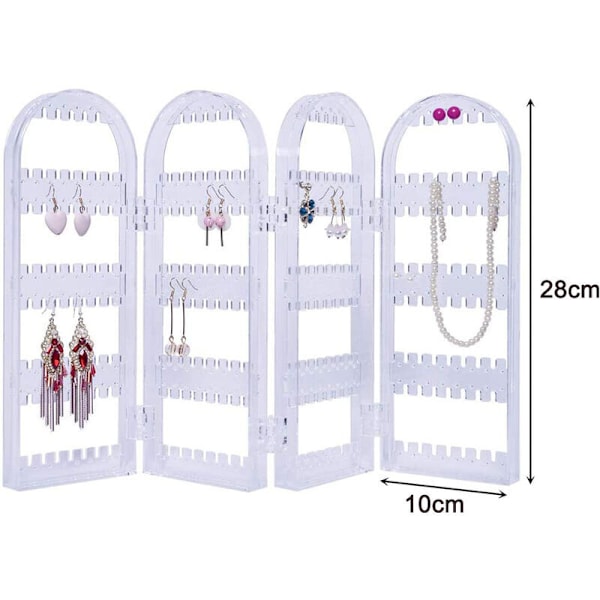 240 hullers foldbar akryl øreringsholder, smykkeophængsarrangør, 3-foldet dobbeltsidet halskædeholder øreringsdisplaystand ørerings--