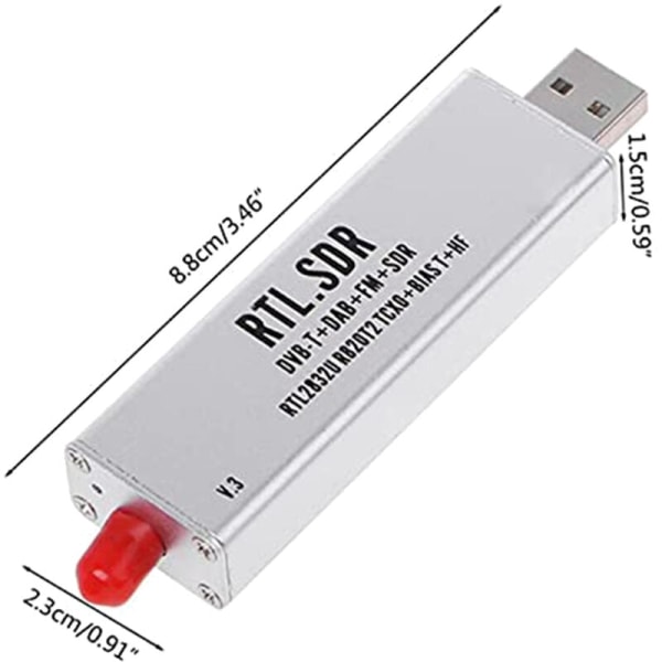 0,1 MHz-1,7 GHz TCXO SDR-mottagare R820T2 USB -SDR Dongle med 0,5 Ppm TCXO SMA MJZSEE A300U-testare