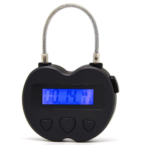 2X Smart Time Lock LCD-display Elektronisk USB Laddningsbar Tillfällig Timer Resa Svart