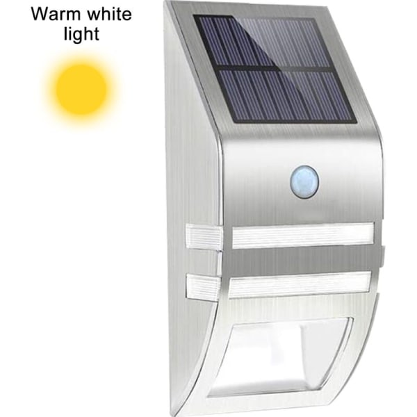 1 stk. Solar Motion Sensor Lys i rustfrit stål Udendørs dekorative Solcelledrevne LED-drevne sikkerhedslygter Vandtæt til fordørs terrassedæk Ya