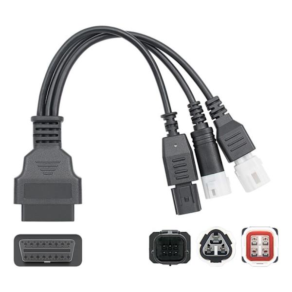 2X for 3Pin/4Pin 6Pin Motorsykkel OBD Diagnostisk Canbus Kontaktkabel OBD2 3 In1 Pluggadapter