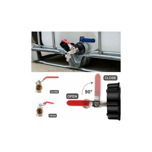 1000L Tankhane Vandhane Regnvand Opsamler IBC Tank Adapter 1/2 Gevindforbindelse PP Messing Tankdæksel Adapter Grov Gevind 60MM Have Slangeforbindelser