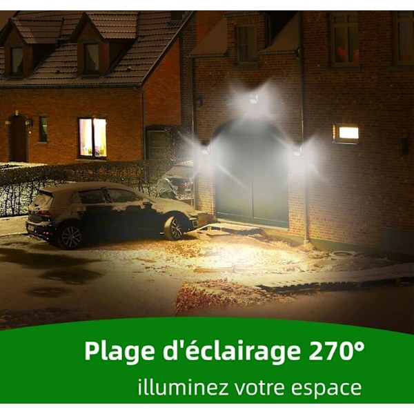 Sæt med 4 LED Solcellelamper til Udendørs, 6500K Kold Hvid med Bevægelsessensor Trådløs Sikkerhedsl lampe Vægl lampe til Have