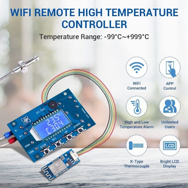 12V DC Digitaalinen Lämpötilan Ohjain, WiFi APP Ohjaus Korkea Lämpötilan Ohjausmoduuli -99 Celsius-999 Celsius 24V