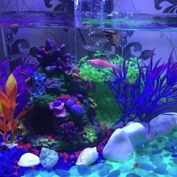 Akvariedekoration, Akvariekoraldekoration, Kunstig Rev Farvet Resin Korallhule Dekor til Fisk og Rejer Skjul