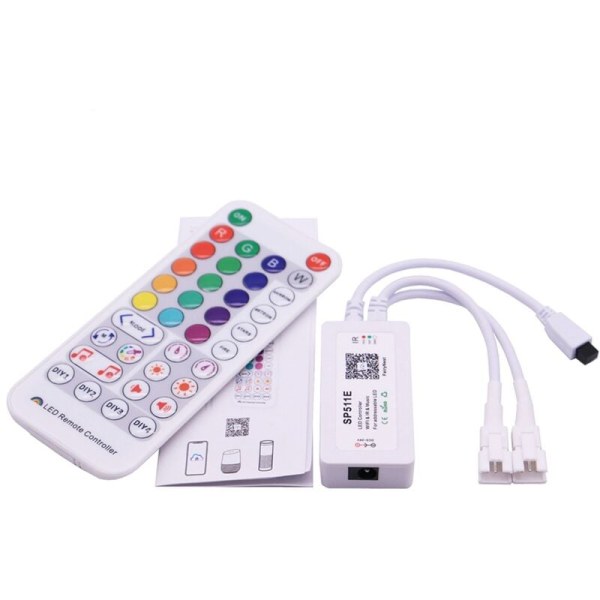 SP511E WiFi musikk LED-kontroller for WS2812B WS2811 Pixel adresserbar RGB LED-stripe Dual Output Intelligent Voice Control