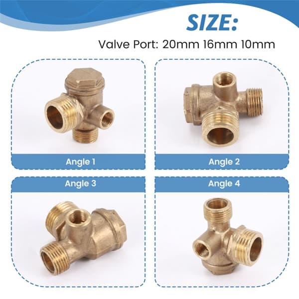 1 Trevejs Luftkompressor Tilbageventil Direkte Forbindelse Luftkompressor Tilbageventil, Ventilport: 20Mm 16Mm 10Mm