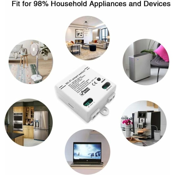 WiFi Smart Switch Intelligent Universal Wireless Remote Control Voice Control with Timer DIY Switch 2.4G WiFi Remote Switches Compatible with Alexa,