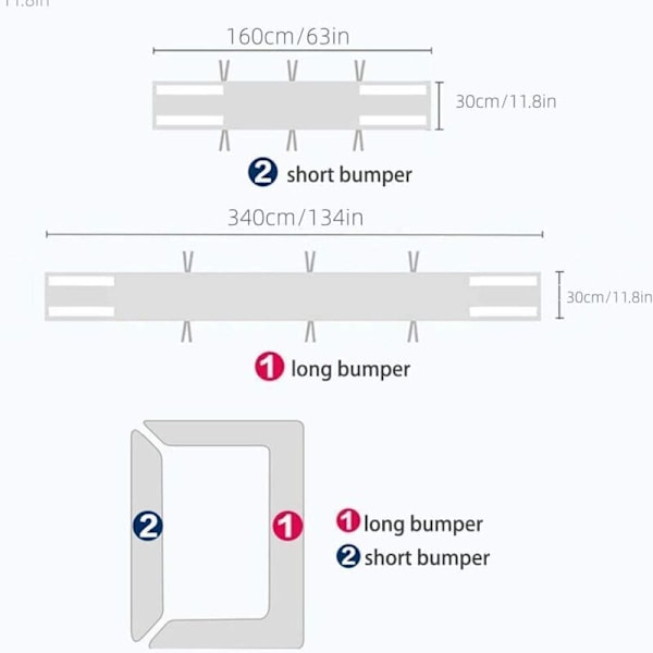 Åndbare Mesh Bumper 4 Sider Anti-Kollision til Baby Seng - Hvid