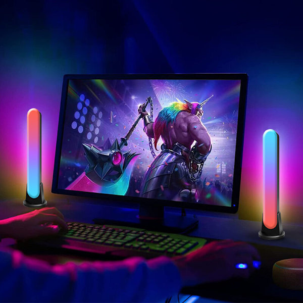 Smart RGB LED Lyslist Ambiance Spotlight Lampe Stativ, Egnet for Innendørs Spillrom Bokhylle Maleri TV Stativ Dekorasjon, med Fjernkontroll