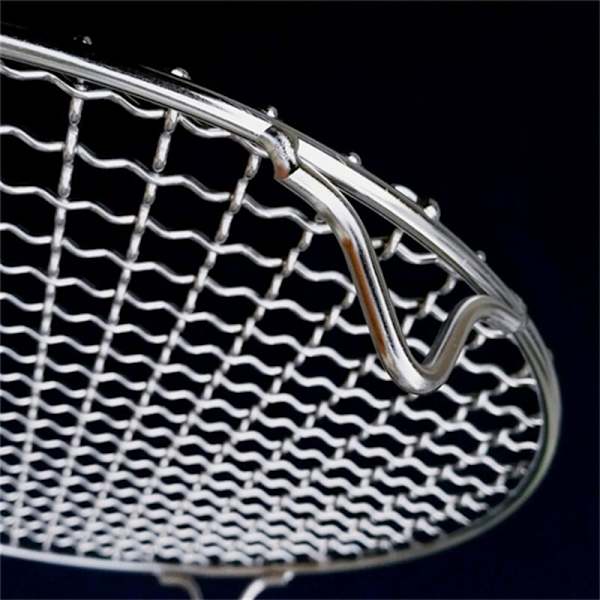 2X Mesh Net 304 Rustfrit Stål Rund Grill med Stativ Grillfod Dampkurv