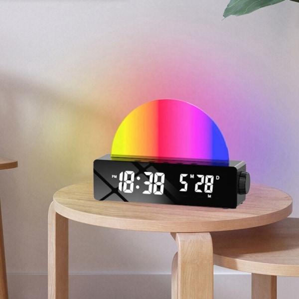 Digitaalinen herätyskello RGB värikäs LED-näyttö Moderni pöytäkello Herätyskello Koti sisustukseen