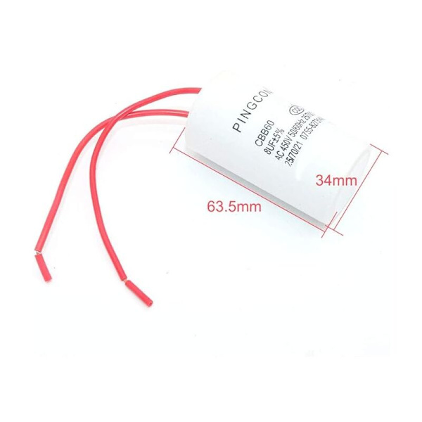 Rabatt, 2 st CBB60 AC 450V Cylinder Motor Running Kondensator Ledare 2 LedningarCBB60【6UF】