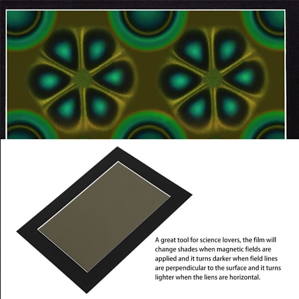 Magnetisk visningsfilm, 6 x 4 tommer grøn magnetfelt displayfilm, magnetisk flux display, magnetfeltdetektor, genanvendelig