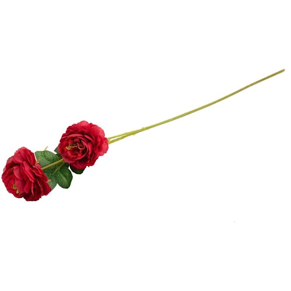 3 Huvuden Konstgjorda Blommor Pionbukett Silkesblommor Brudbukett Falska Levande Höstblommor för Fest Bröllopsdekoration (Röd)