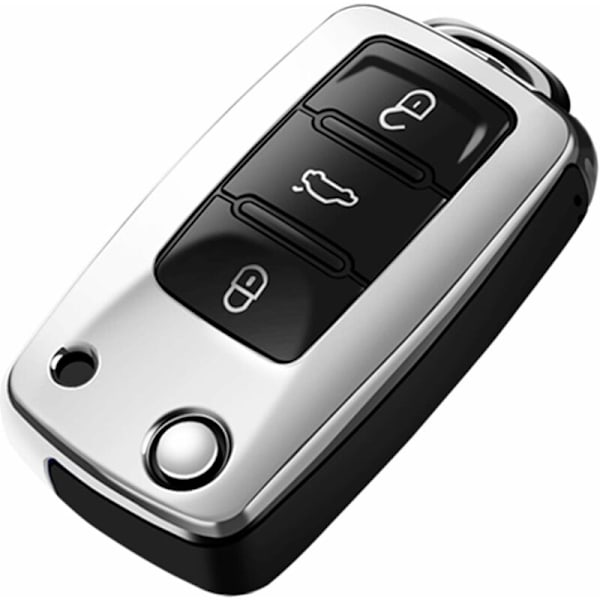 1 st nyckelskyddsfodral för Volkswagen för Skoda/Sciad/Jetta MK1-MK6 Polo R/GTI Golf/Rabbit/MK5 Beetle GLS Tiguan mjuk TPU smart fjärrnyckelskydd. (