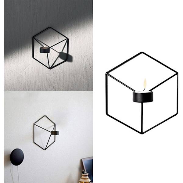 Nordisk stil prydnad 3D geometrisk ljusstake metall ljusstake heminredning, 4-pack