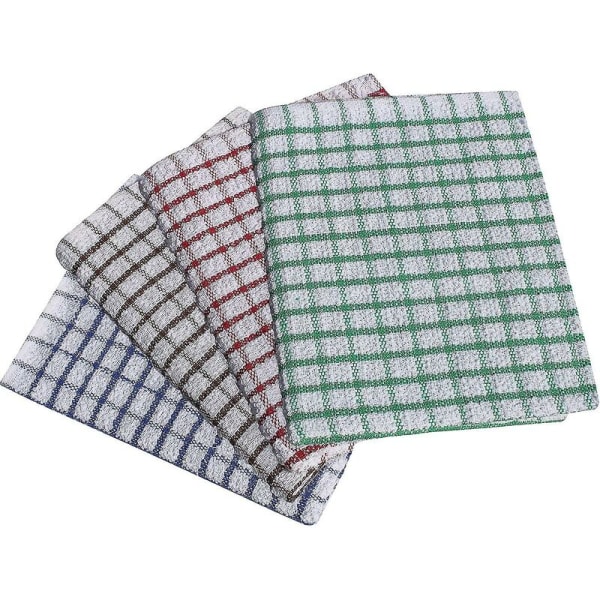 Pack Of 10 Terry Tea Towel (28 X 40 Cm) - Super Soft Ring Spun Combed Cotton High Density Weave & Thick Construction Ultra Absorbent & Soft Restorat