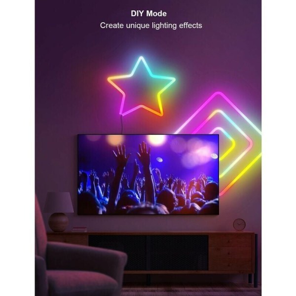 Neon LED-remsa 3m RGBIC Bluetooth LED-remsa med APP-kontroll Flerfärgad RGB för sovrum vardagsrum bar takremsa--