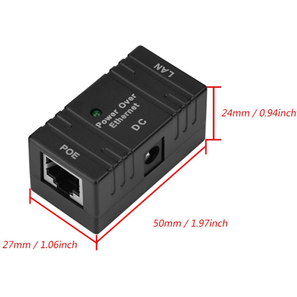 CCTV-asennustarvike, 2 kpl PoE-virtalähdettä, tukee 10-100 Mbps verkkosignaalin lähetystä, yhdistelmävirtamoduuli (musta)