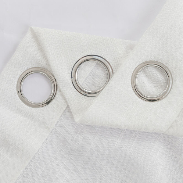 Set med 2 Linne Voile Gardinpaneler Korsmönster med Öglor Mjuka Draperier för Fönster Vardagsrum & Hotell, 132 cm L x 160 H, Vit