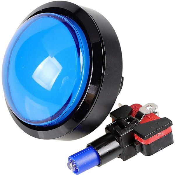5 st 60 mm Kupolformade Arkadknappar 2,36 tum LED Tryckknappbrytare med Mikrobrytare för Arkadmaskin Videospelkonsol