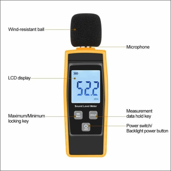 Lydniveaumåler Lydniveaumålere Digital Lydniveaumåler Lydniveaumåler 30-130dB Decibel Mini Lydmåler
