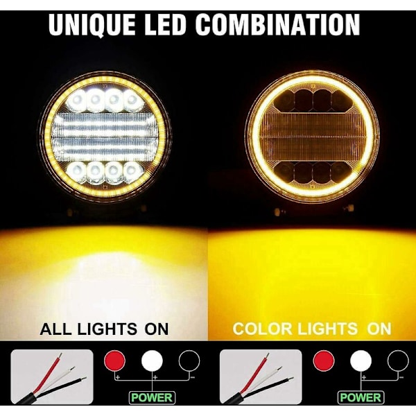 2x 4 tommers 200W LED arbeidslys Combo Spot Off Road Kjøring Amber Fog Lampe