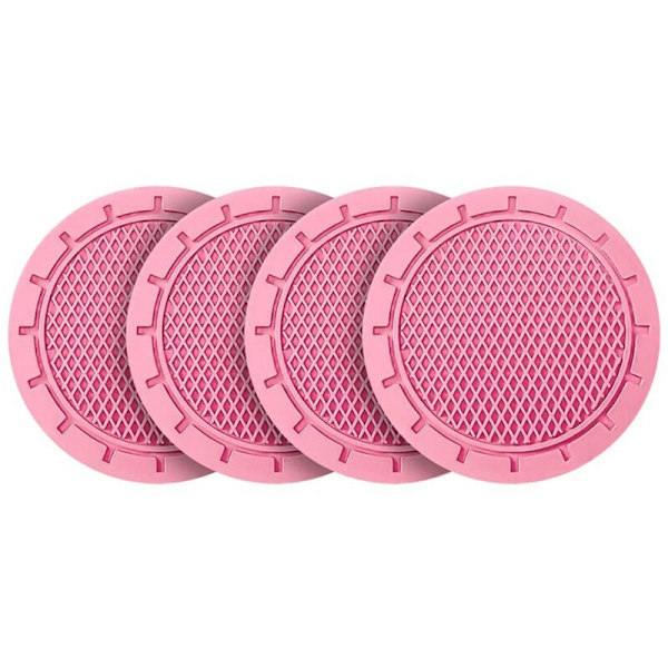 4 stk. Bilkopholder-underlag Skridsikre Universal Indsats Passer til de fleste interiører (Pink)