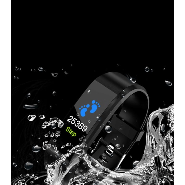 Smart Armband Färgskärm Smart Armband Puls Blodtrycksövervakning träningspåminnelse (svart)