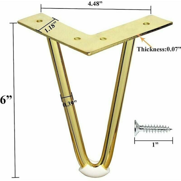 4 st 15 cm guldmetall möbelben för skåp TV-bänk byrå DIY-projekt