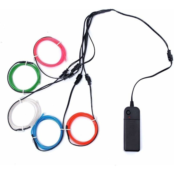5x1M Neontråd Batteridriven EL-kabel Fairy Lights 3 Belysningslägen Fix Blinkande Strobe Fluorescerande Rör El Wire Dekoration Festlig Kläder Jämnt