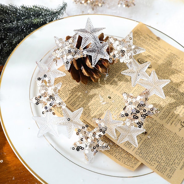 2 kpl Joulukuusen Koristeita, Glitter Akryyliriipukset - Tähdet ja Siivet Garland Muoto, Sopii Joulukuuseen, Garland Garland
