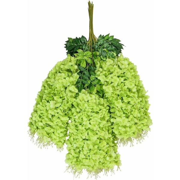 Konstgjorda Blommor, 24 Stycken Konstgjorda Falska Wisteria Vine Hängande Silkeblommor Hem Bröllop Fest Dekoration (24 Stycken, 110cm/Varje Sträng, Grön)