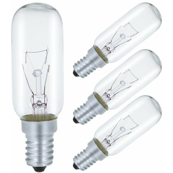Glödlampa till köksfläkt E14 40W, T25 230V Glödlampa Varmvit 2700K Dimbar, 4-pack